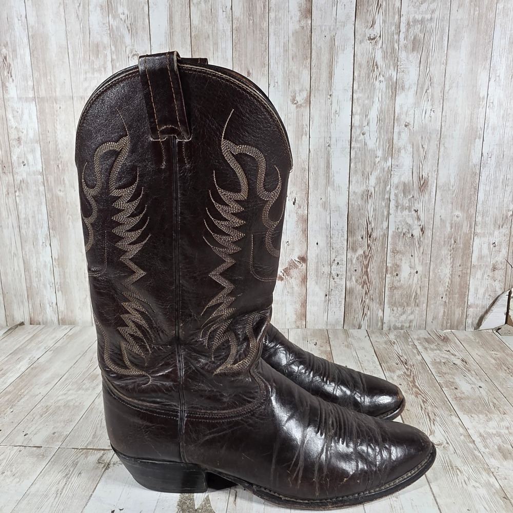 Nocona Mens Vintage Dark Brown Leather Western Cowboy Boots 11170 Size 9d